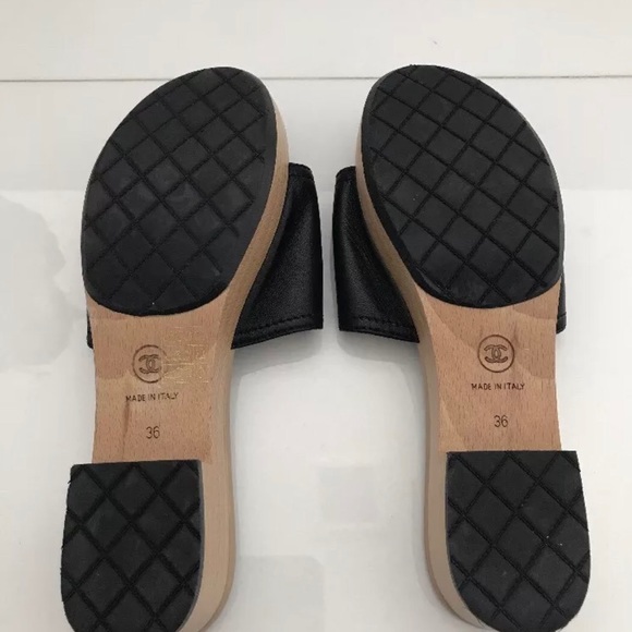 Authentic Chanel Black Camelia Clogs size 36/6 wow - Picture 6 of 8